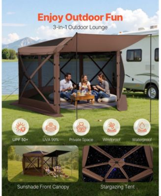 12 x 12 ft 6-Sided Pop-up Screen Tent Camping Canopy with Removable Top