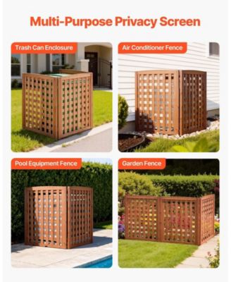 Wood Privacy Screen 32 x 38 in Air Conditioner Cover Fence with Adjustable Angle
