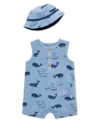 Baby Boys' Sleeveless Romper and Hat, 2-Piece Set