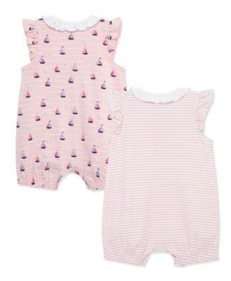 Baby Girls' Sailboats Sleeveless Rompers, 2-Pack