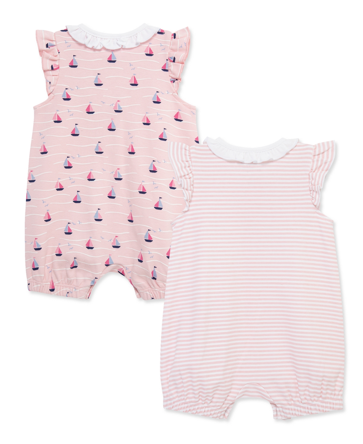 Little Me Baby Girls' Sailboats Sleeveless Rompers, 2-Pack