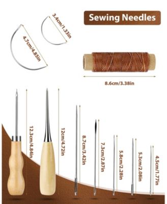 7-in-1 Leather Working Tools Beginners Kit Waxed Thread Groover Awl Stitching Punch Leathercraft Gifts