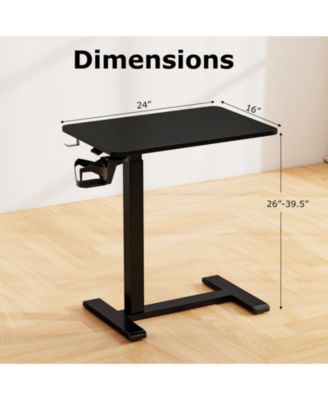 Mobile Height Adjustable Overbed Table with Cup Holder, 24 x 16 in