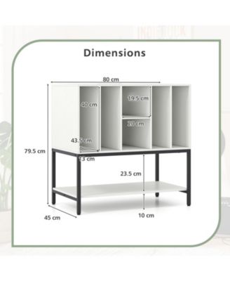 Record Player Stand with Charging Station and Six Vinyl Compartments