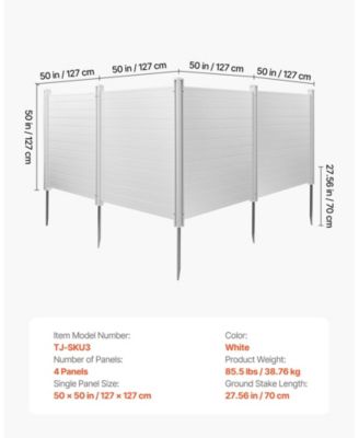 4 Panel Outdoor Privacy Screen 50 x 50 in Vinyl Fence for Trash Can and A C