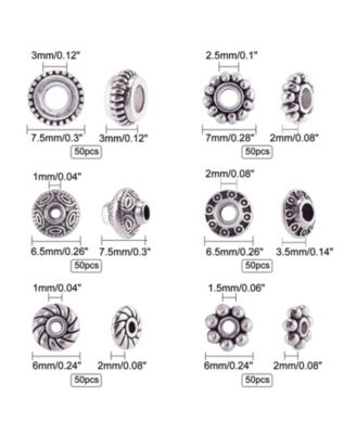 300pcs 6 Style Tibetan Metal Alloy Spacer Beads Tube Flower Flat Rondelle Bracelet Necklace Earring Jewelry Making