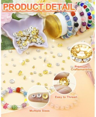 300pcs Rondelle Spacer Beads Rhinestone Beaded Pens Bracelets Necklaces Craft