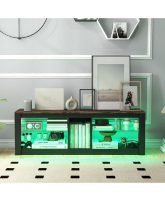 Modern TV Stand with LED Light and Adjustable Shelves for TVs up to 65 inch