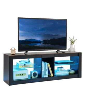 Modern TV Stand with LED Light and Adjustable Shelves for TVs up to 65 inch