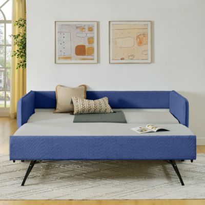 Boucle Daybed w/ Twin Trundle Sofa Bed
