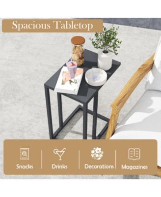 C-Shaped Metal Side Table with Adjustable Foot Pads, 17 x 12 x 21.5 in