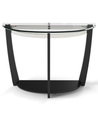 2-Tier Tempered Glass Half-Moon Console Table with Open Shelf, 40 x 16 x 30 in