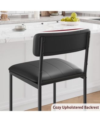 2-Piece Dining Chair Set, PU Leather Upholstery, Upholstered Design with Backrest and Comfortable Seat, Kitchen Dining Chairs