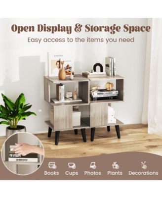 Set of 2 3-Tier Geometric Bookshelves with Open Storage Shelves, 16 x 16 x 27.5 in