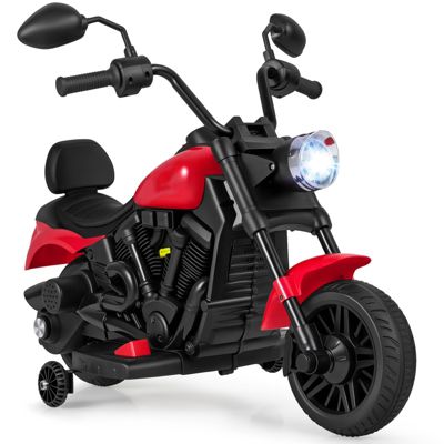 6V Electric Kids Motorcycle with Training Wheels, Headlight and Music