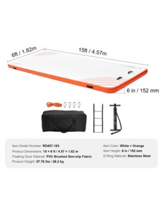 15 x 6FT Inflatable Floating Dock Non-Slip Platform with Ladder for Pool and Beach
