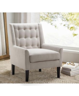 Velvet Button-Tufted Accent Chair with Ergonomic Back and Solid Wood Legs