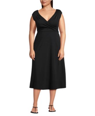 Plus Size Cotton Modal Off the Shoulder Wrap Midi Dress