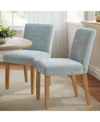 Seat Height Linen Upholstered Solid Wood Dining Chair, Set of 2