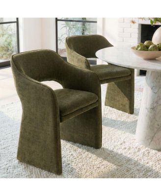Set of 2 Upholstered Fabric Dining Chairs, 19-Inch Dining Armchairs