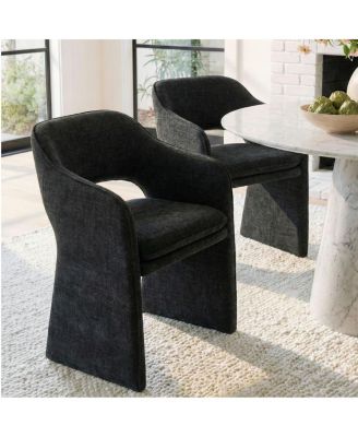 Set of 2 Upholstered Fabric Dining Chairs, 19-Inch Dining Armchairs