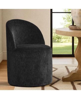 Rolling Chenille Upholstered Dining Chair with Casters 1 Piece