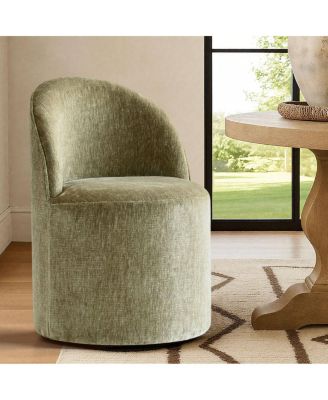 Rolling Chenille Upholstered Dining Chair with Casters 1 Piece