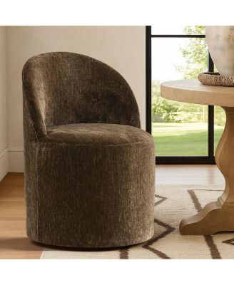 Rolling Chenille Upholstered Dining Chair with Casters 1 Piece