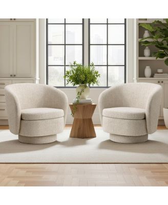 30.5 Swivel Tub Accent Chair, Woven Fabric Barrel Armchair, 1 Pc