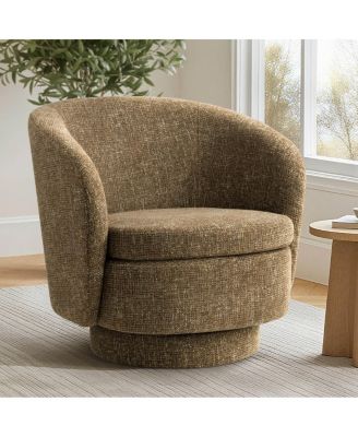 30.5 Swivel Tub Accent Chair, Woven Fabric Barrel Armchair, 1 Pc