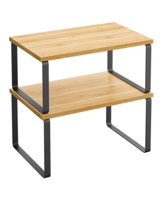 Stackable Expandable Cabinet Organizer Metal Wood Spice Rack