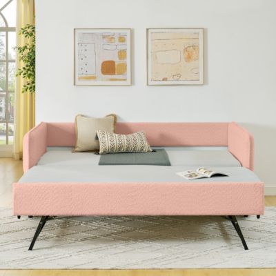 Boucle Daybed w/ Twin Trundle Sofa Bed