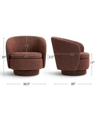 30.5 Swivel Barrel Accent Chair, Textured Fabric Round Armchair, 1 Pc