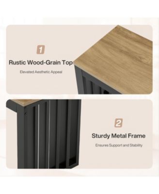 Entryway Bench, 47.3" Industrial End of Bed Bench with Sturdy Metal Frame, Wooden Indoor Bench