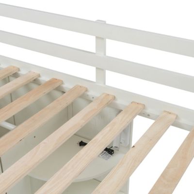 Loft Bed with Wardrobe and Desk, Charging, Lights