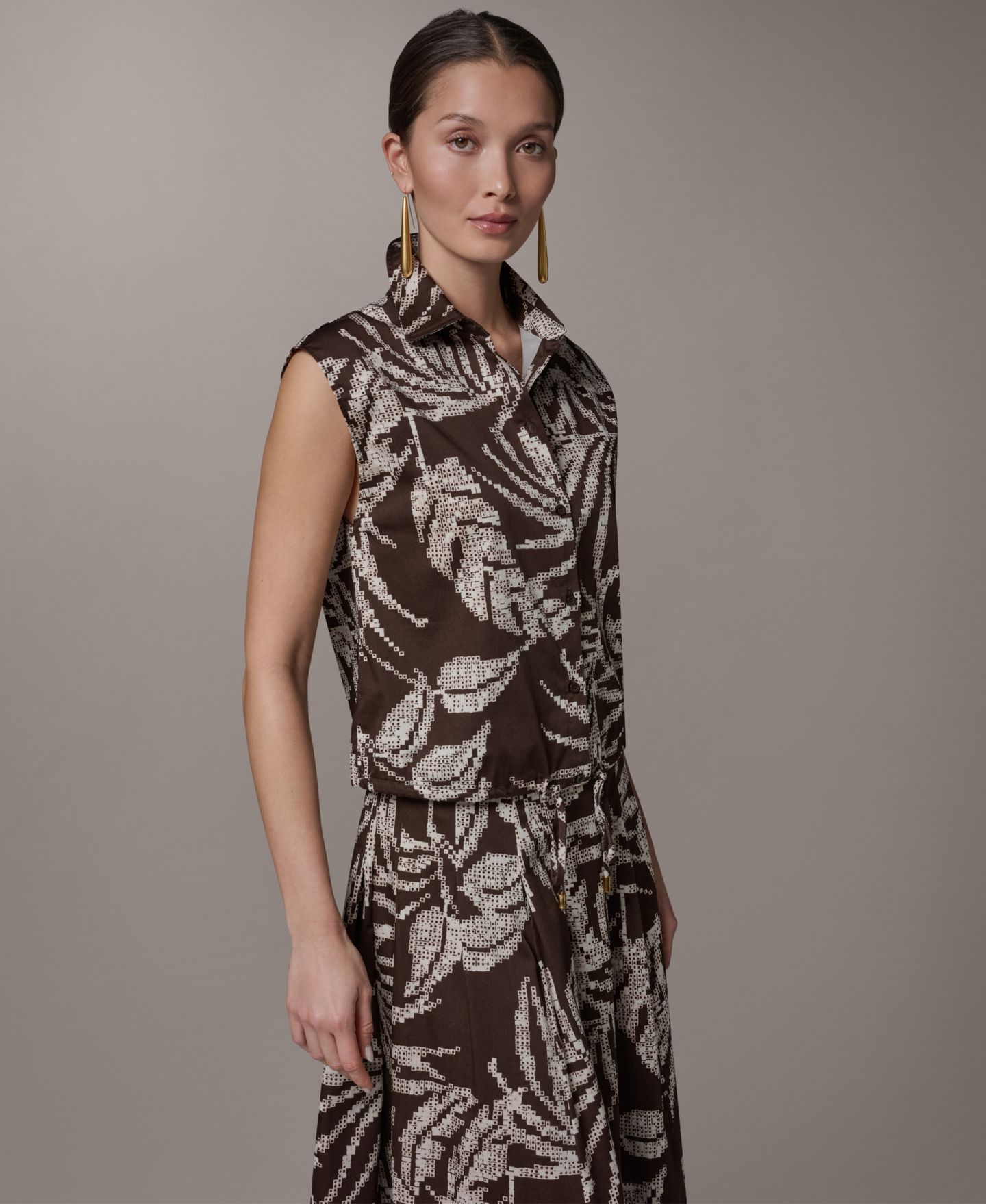 Женский топ Donna Karan New York Collared Neck Top, цвет: Разноцветный, вариант 1 — фото 3