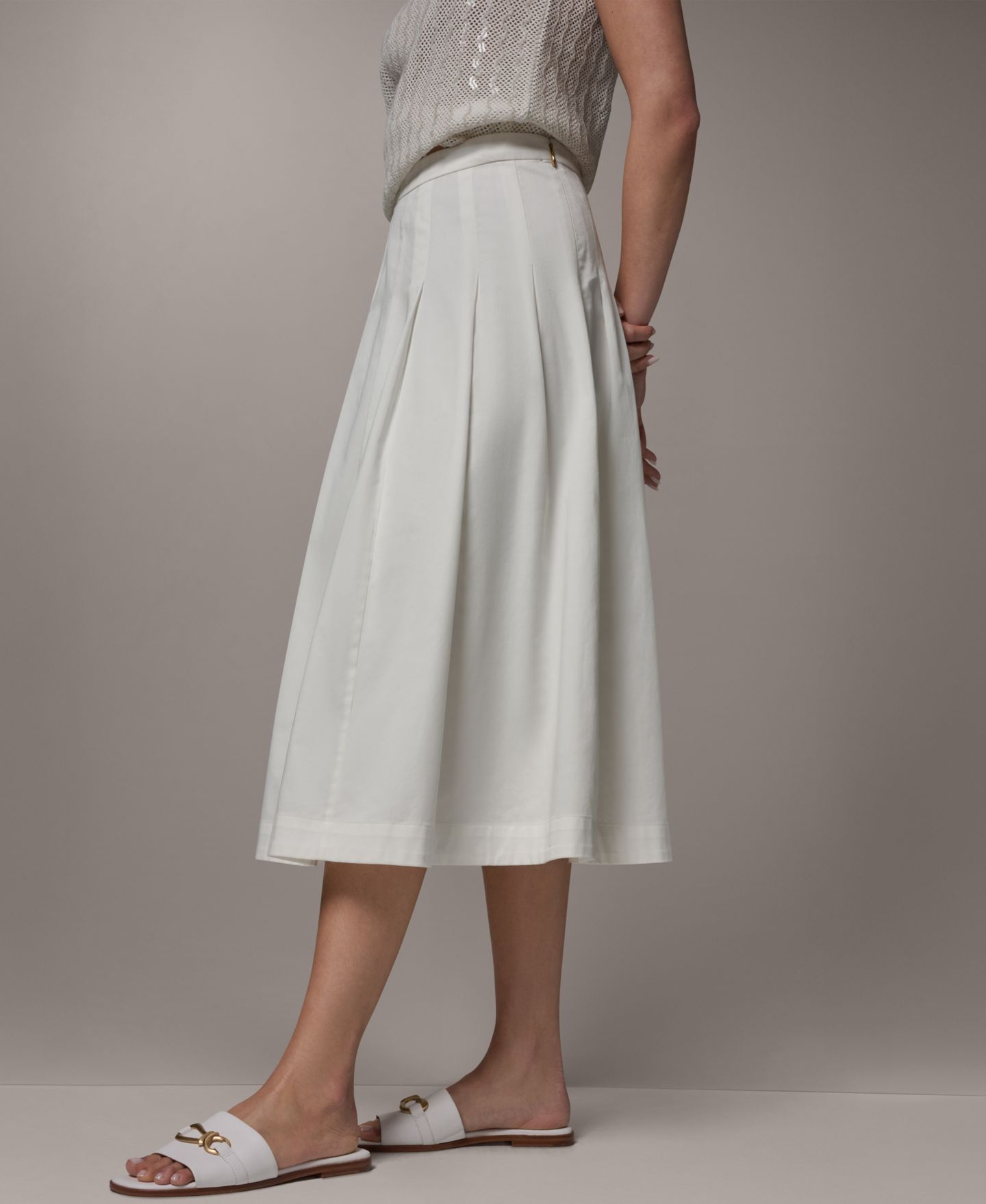 Женская юбка Donna Karan New York Pleated Midi, цвет: Кремовый — фото 3
