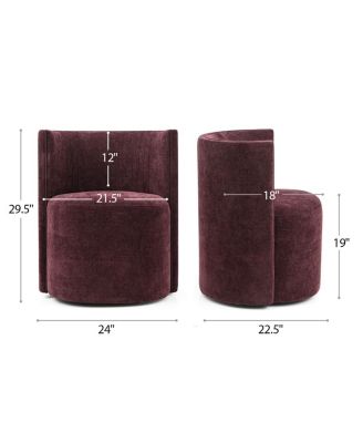 Textured Fabric Swivel Barrel Accent Dining Chair With Casters 1 Pc
