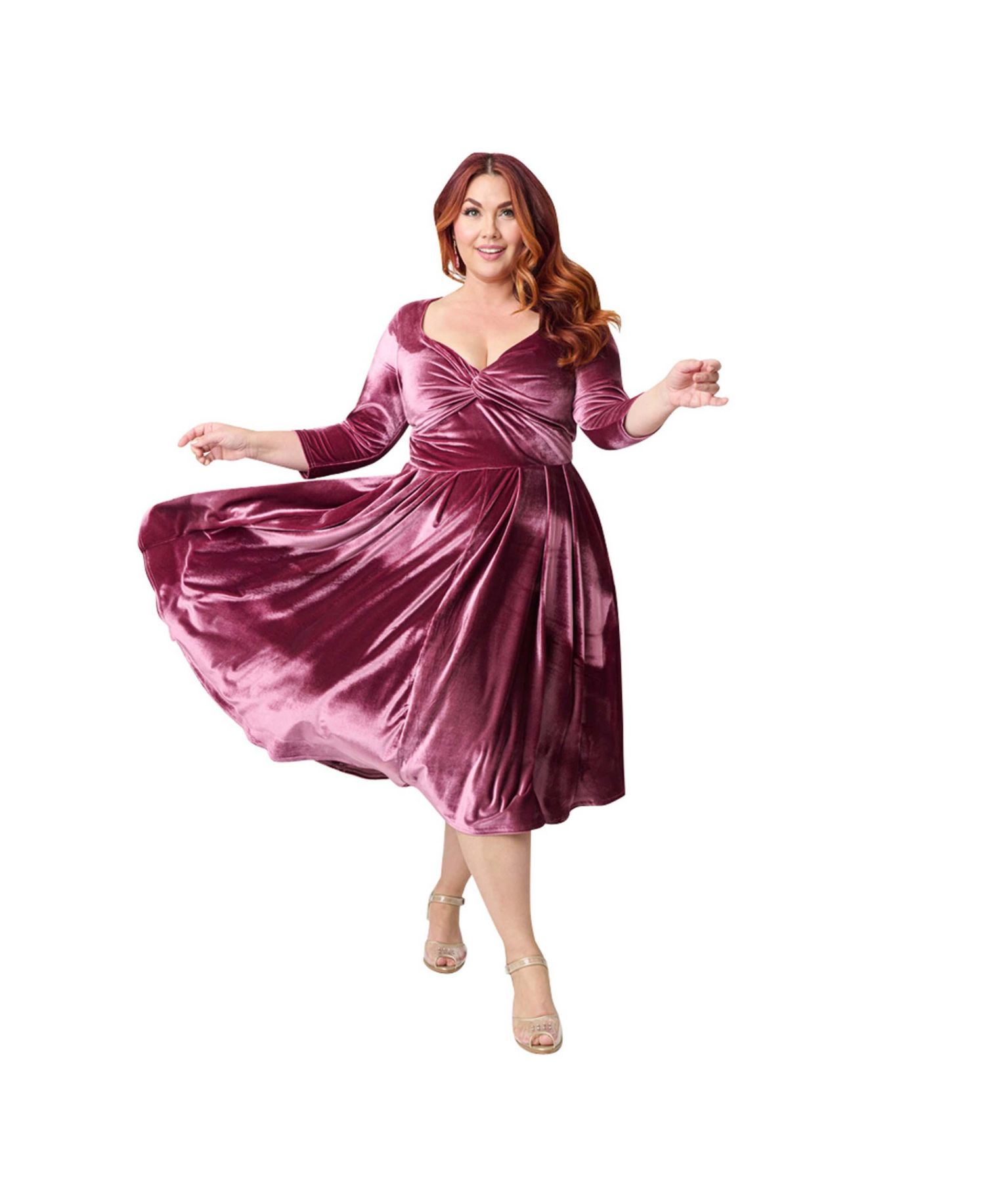 Plus Size 1950s Front Twist Swing Dress