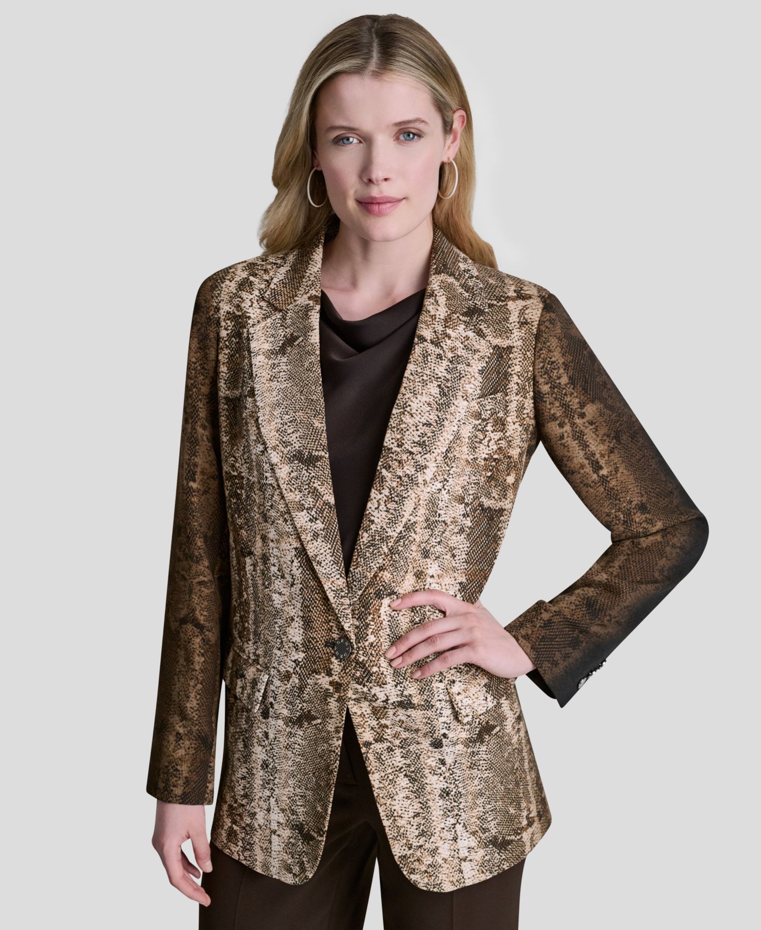 Women's Printed Long-Sleeve Blazer