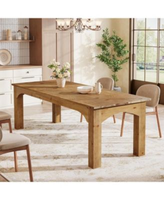 78.7-Inch Large Dining Table for 6-8 People, Solid Wood Farmhouse Kitchen Table, Narrow Long Rectangular Dinner Tables