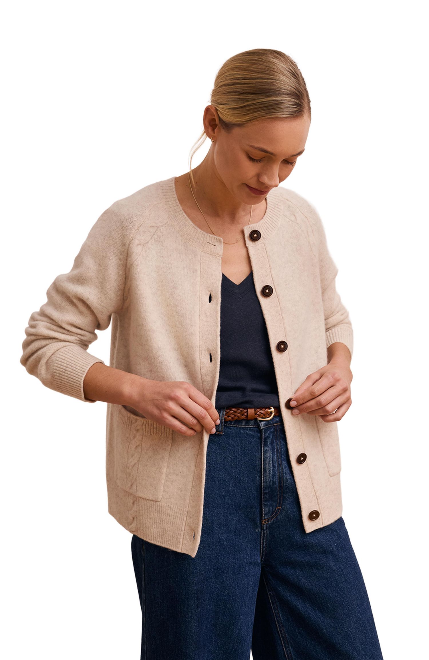 Women's Cable Detail Raglan Cardigan