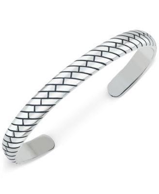 Esquire Men's Jewelry - Men's Patterned Cuff Bracelet in Sterling Silver