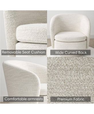 30.5" Swivel Tub Accent Chair, Woven Fabric Barrel Armchair, 1 Pc