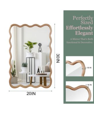 20"x30" Wavy Rectangle Solid Wood Frame Decorative Mirror,For Bedroom, Bathroom, Living Room, Entryway