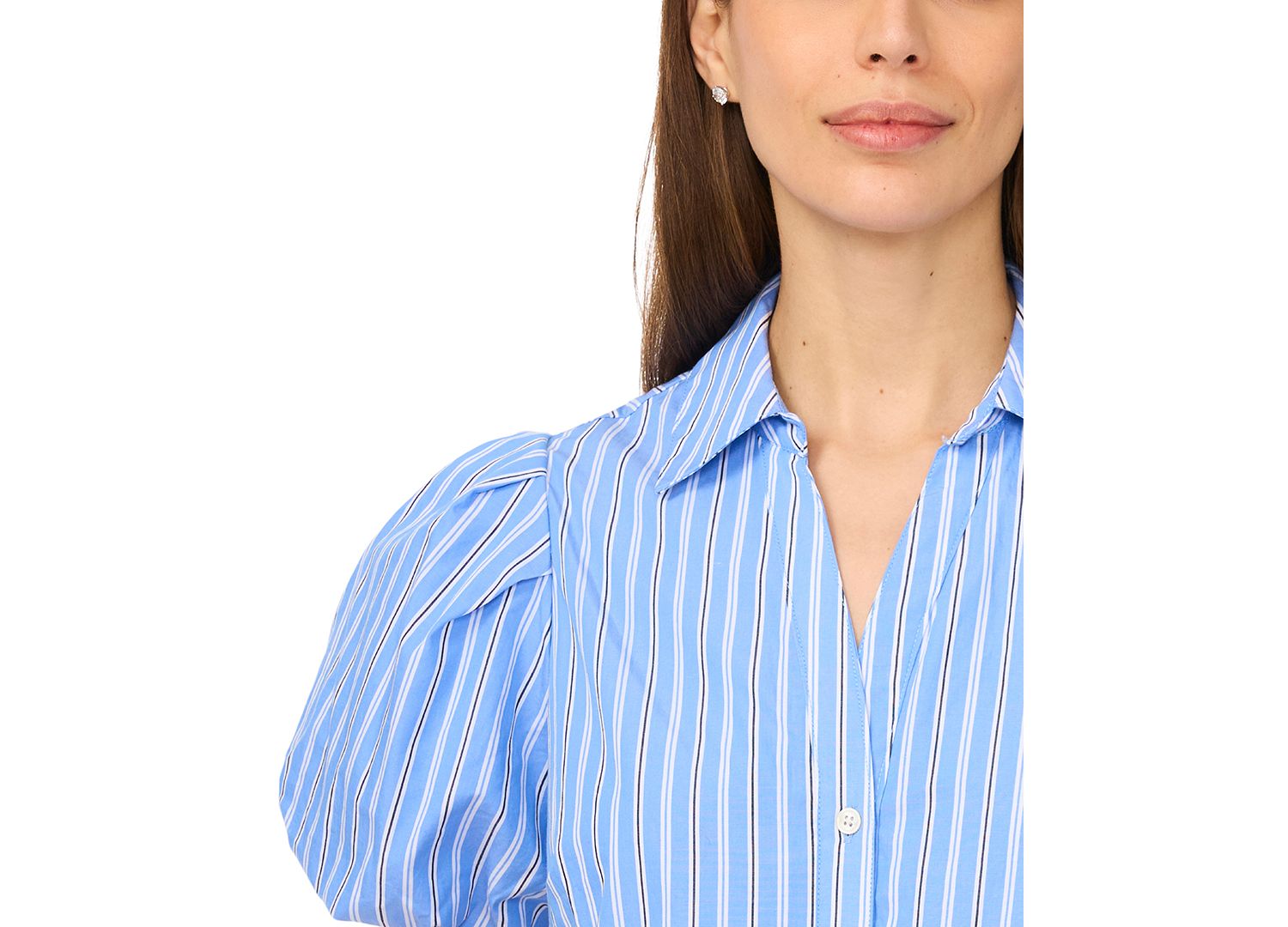Women's Short-Sleeve Collared Midi Tiered Cotton Shirt-Dress