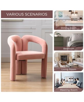 Velvet Accent Chair Set of 2, Barrel Chairs with Curved Backrest and Elephant Feet for Living Room Decor