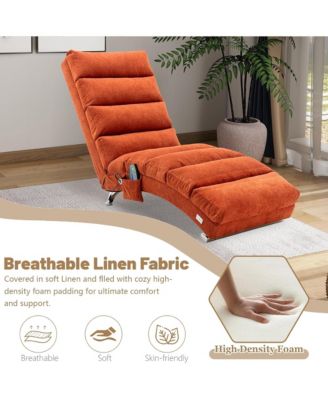 Luxury Upholstered Chaise Lounge Chair with Gentle Vibration Function, Linen Leisure Recliner for Living Room