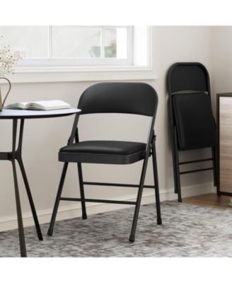 6-Pack Folding Chairs with Padded Cushion and Back, PU Leather, Stackable, Portable for Dining, Office, Indoor/Outdoor