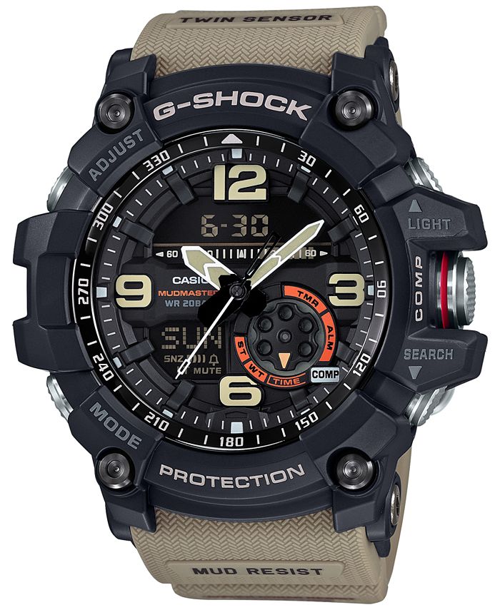 G-Shock Men's Analog-Digital Mud Master Twin Sensor Khaki Strap Watch ...